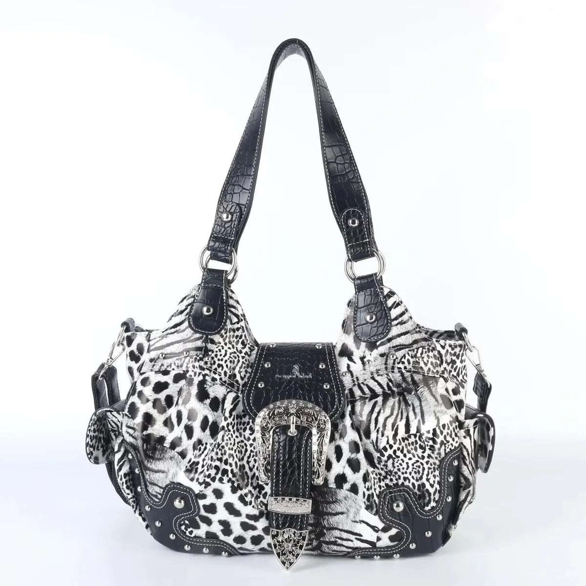 Women Handbag Leopard Top-handle Shoulder Bag PU Dumpling Pack Multi-pockets Shoulder Bags Phone Money Pack