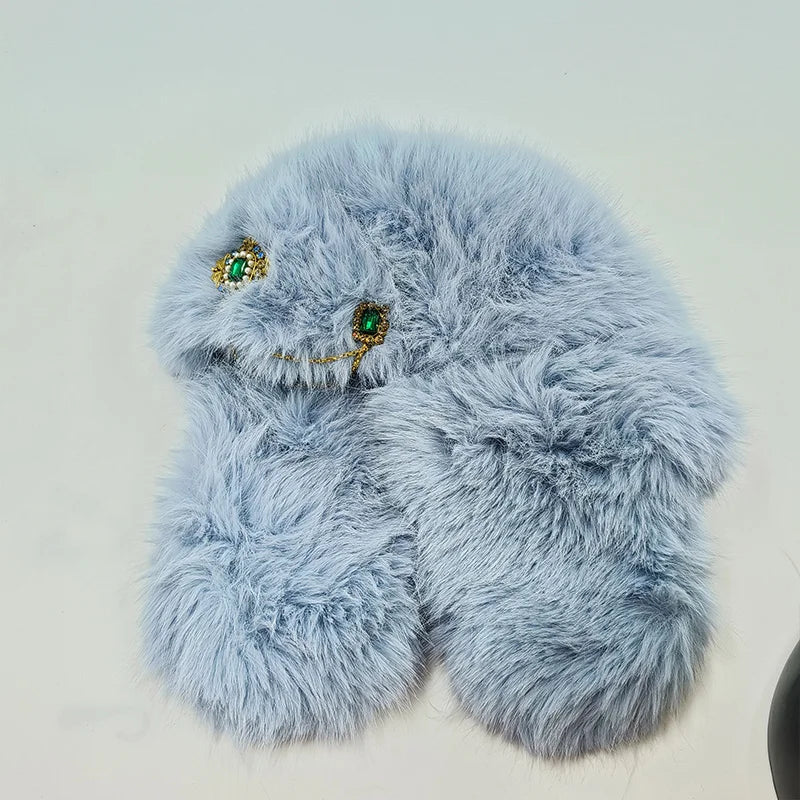 Designer Luxury Bomber hat women's ski cap winter hat faux fur pilot hat diamond thickened warm ear protection hat versatile털모