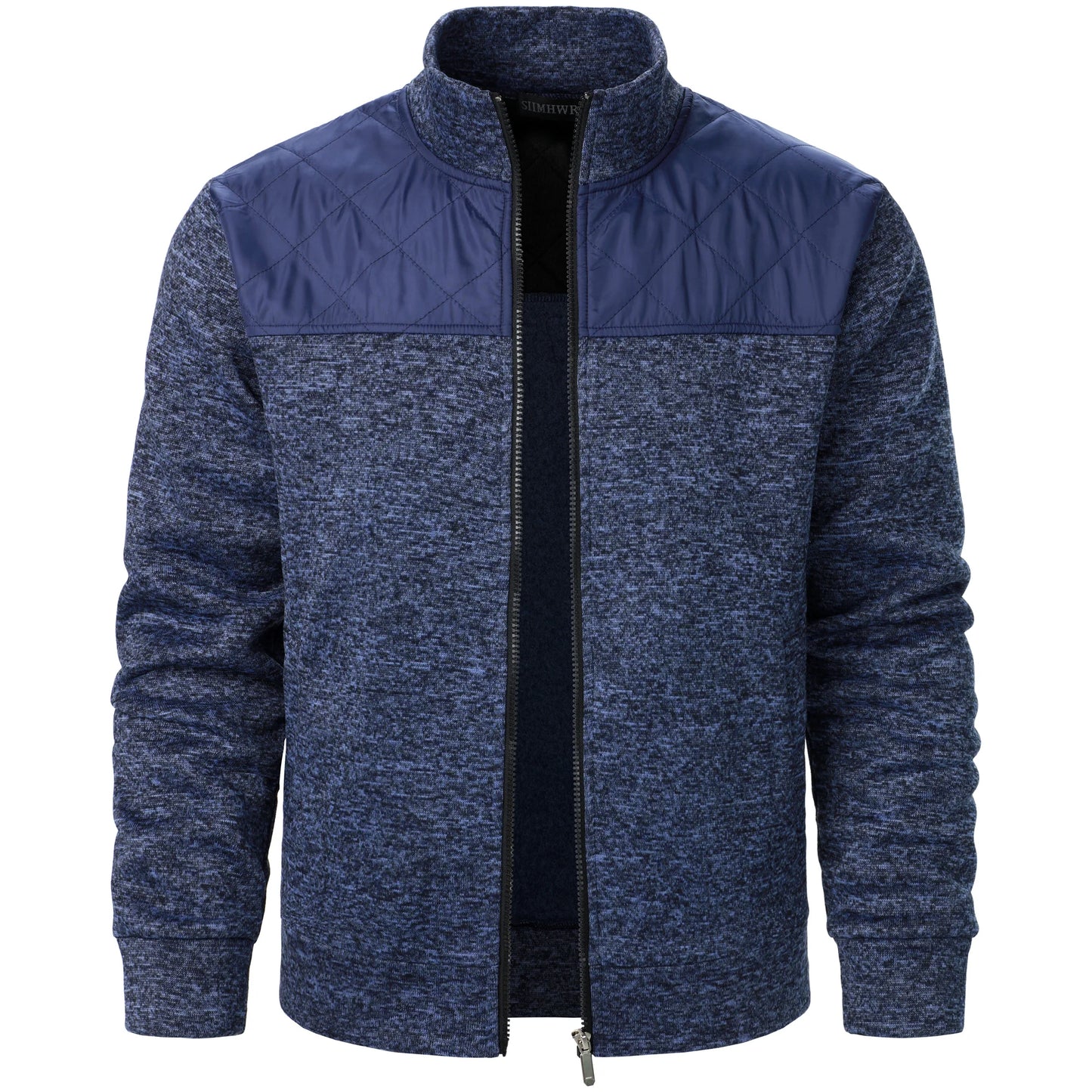 Men's Autumn/Winter Zip-Up Knit Jacket – Striped Check Stand Collar Sweater Coat