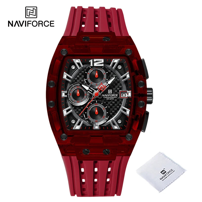 Men's Sport Chronograph – Waterproof Silicone Strap Tonneau Watch