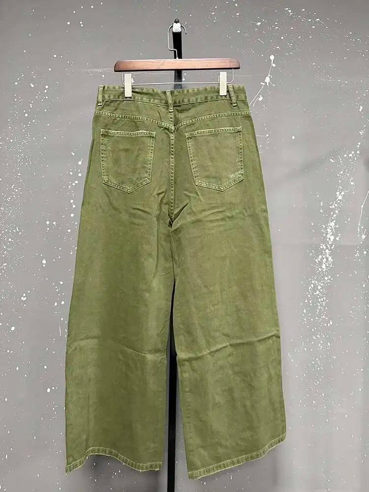 Men's Green Loose-Fit Straight-Leg Jeans