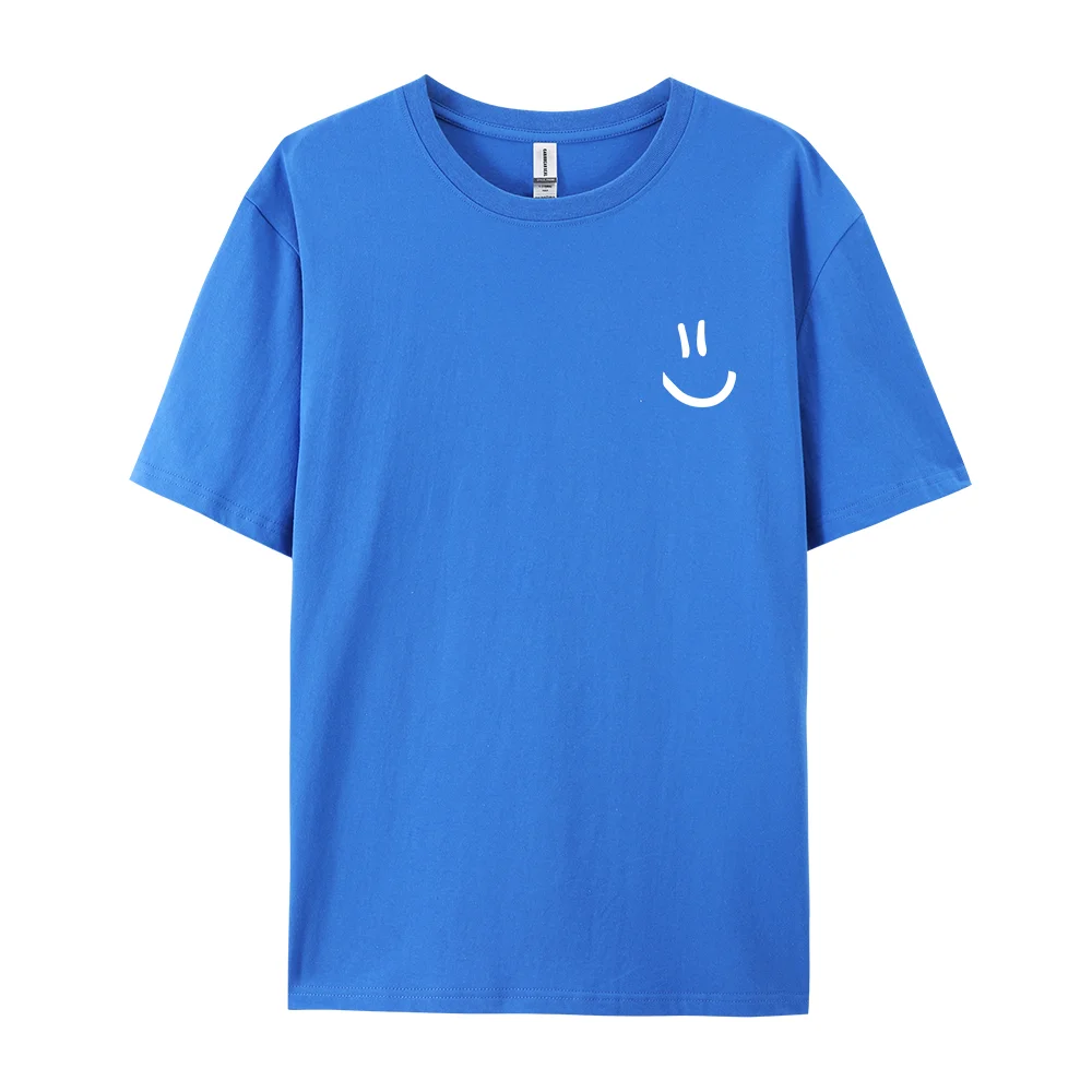 Men's Cotton T-Shirt with Minimalist Smile Print