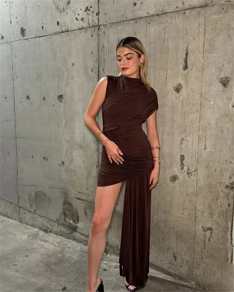 Elegant Ruched Sleeveless Mini Dress