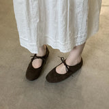 Round Toe Mary Jane Flats with Butterfly Knot