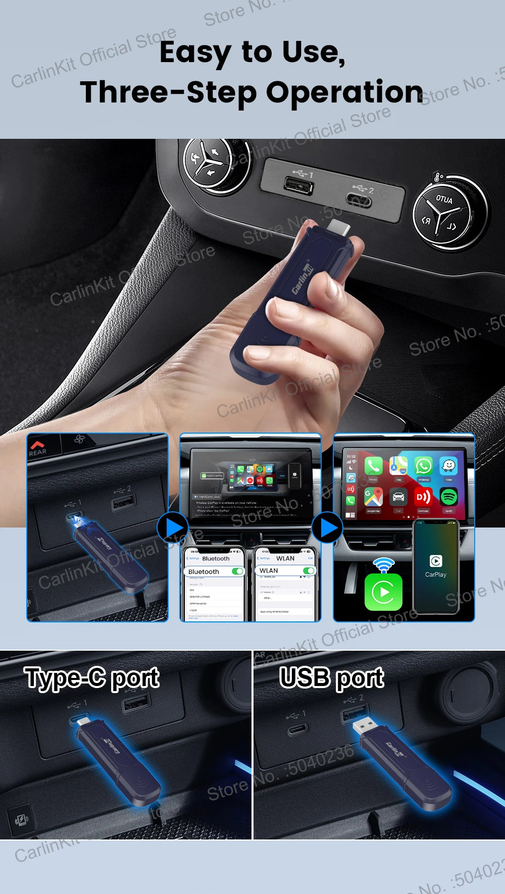 CarlinKit Mini5 Pro Wireless CarPlay & Android Auto Adapter