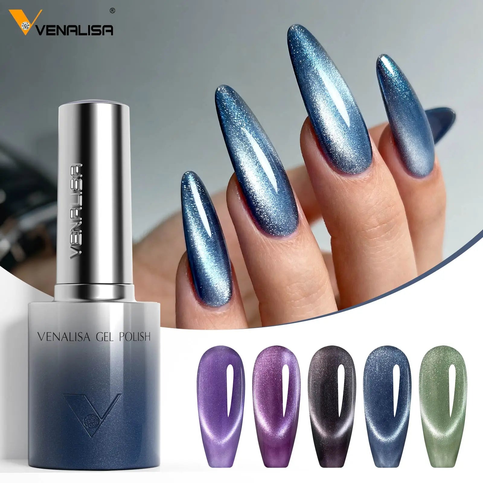 5pcs*10ml/kit VENALISA HEMA FREE TPO FREE Glitter Red Cat Eye Gel Nail Polish Ultra Diamond Gel UV LED Soak Off Nail Manicure