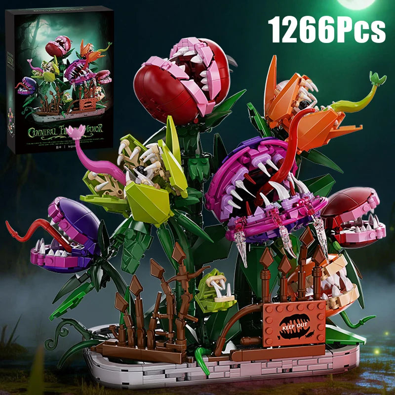 Creative 1266Pcs Carnivorous Plant Manor Building Blocks MOC Man-eating Flower Garden Bricks Home Decoration Toys Children Gift