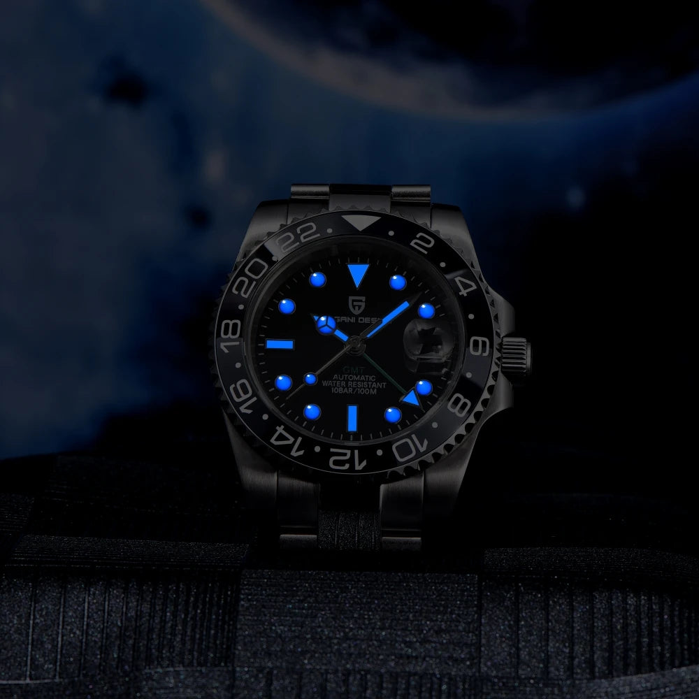 PAGANI DESIGN 2025 40MM GMT Mechanical Wristwatch Sapphire Ceramic Bezel  Automatic Watch Stainless Steel 100M Waterproof Watch