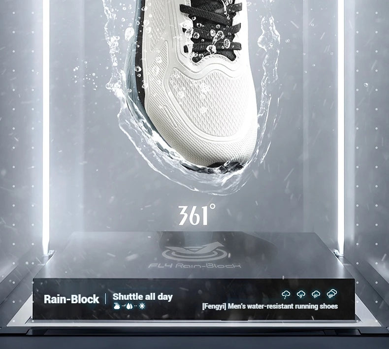 361 Degrees Wingblade Rainblock Men Running Shoes Splash Proof Anti-Slip Water Repellent Grippy Stable Male Sneakers 672532231