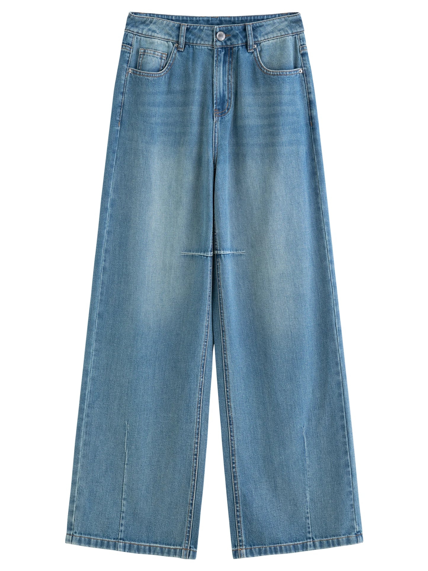 DUSHU High-Waist Straight Leg Jeans | Retro Washed Denim