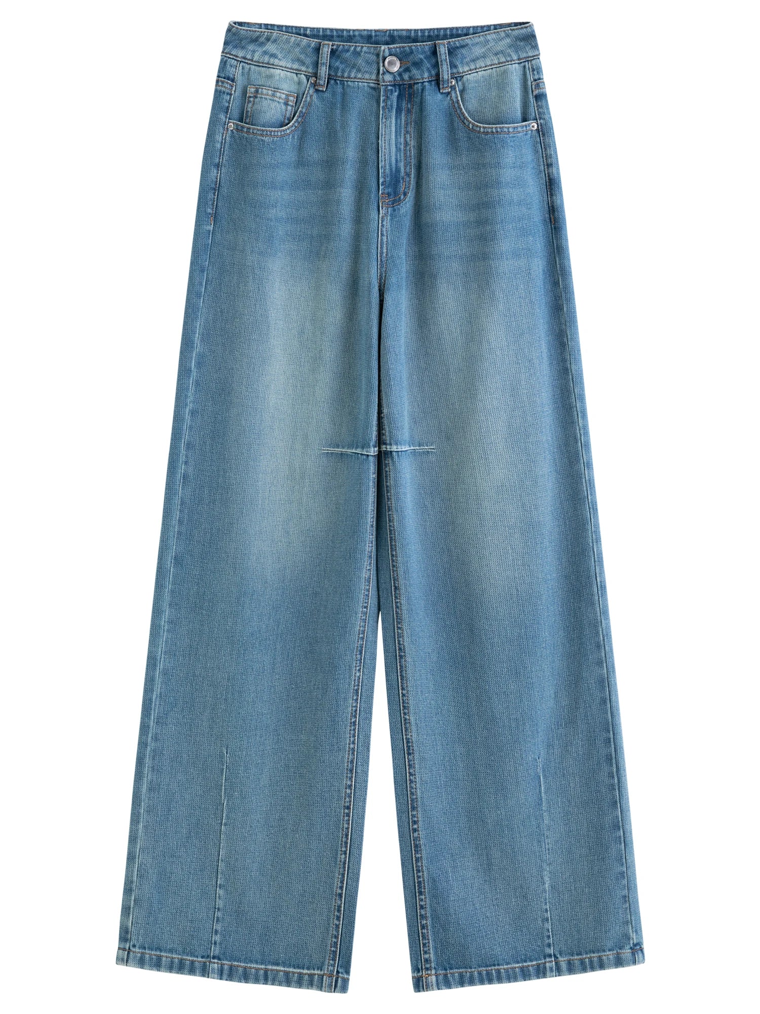 DUSHU High-Waist Straight Leg Jeans | Retro Washed Denim