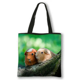 Kawaii Pet Guinea Pig Hamster Print Shoulder Bag Women Casual Handbags Large Capacity Totes Bag Eco Reusable Shopping Bags Gift