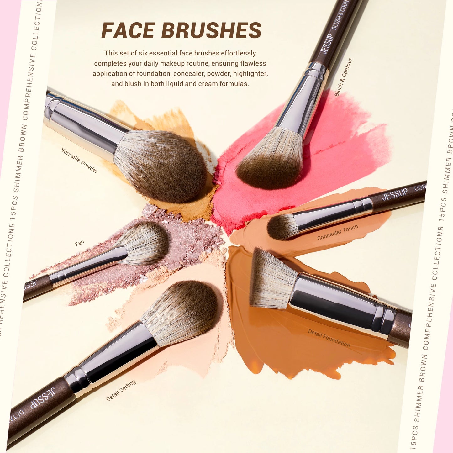 Jessup 15-Piece Professional Makeup Brush Set