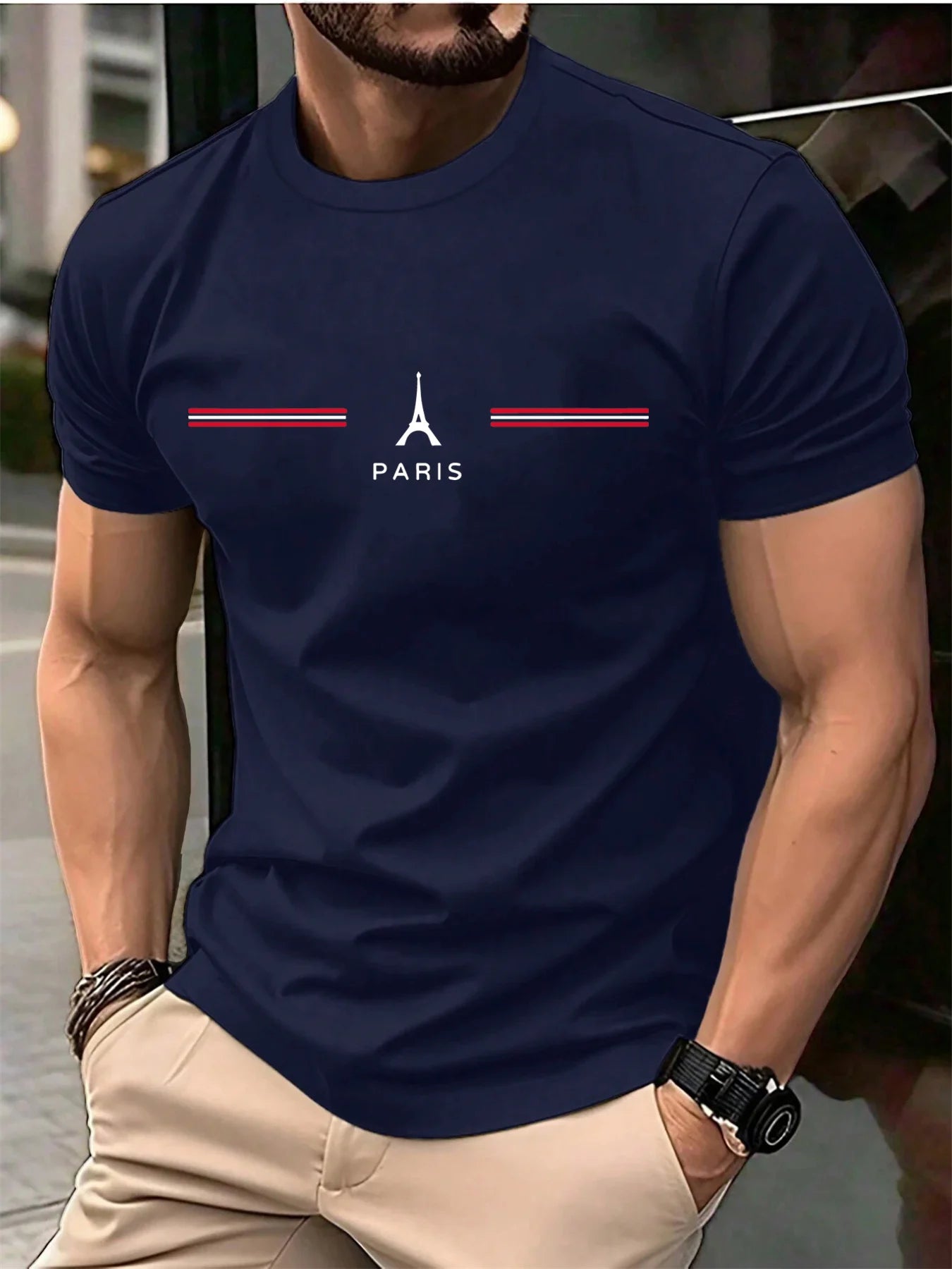 Men’s Paris Print Oversized Cotton Tee