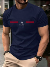 Men’s Paris Letter Print Oversized Cotton Tee