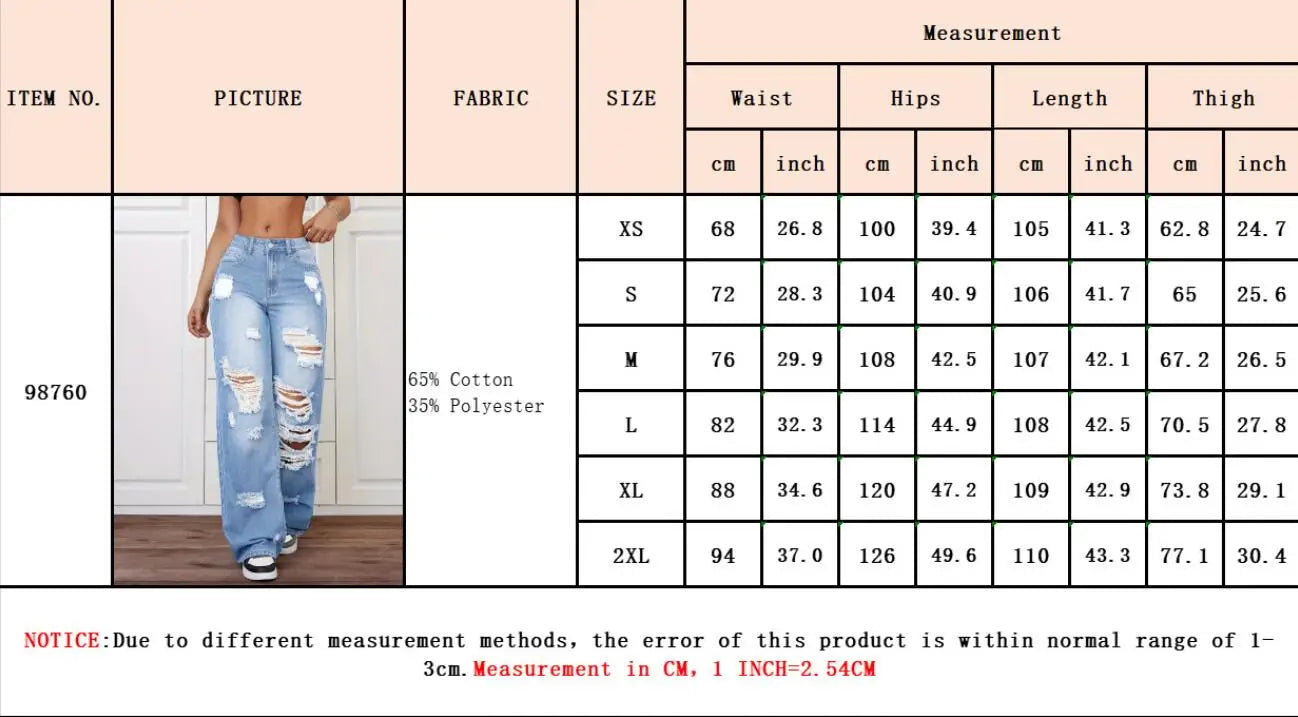 Women's Distressed Wide Leg Jeans | High Waist Denim