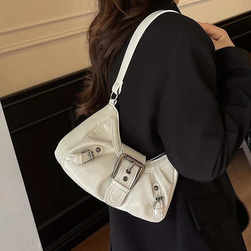 Y2K Retro Pleated Hobo Shoulder Bag for Women Hot Selling Maillard Style Underarm Bag Clutch Handbags for Travel Work Shopping