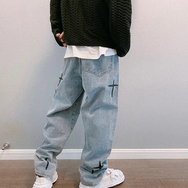 Men’s Wide-Leg Streetwear Cargo Jeans