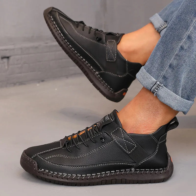 Women's Retro Leather Loafer Boots – Mid Top