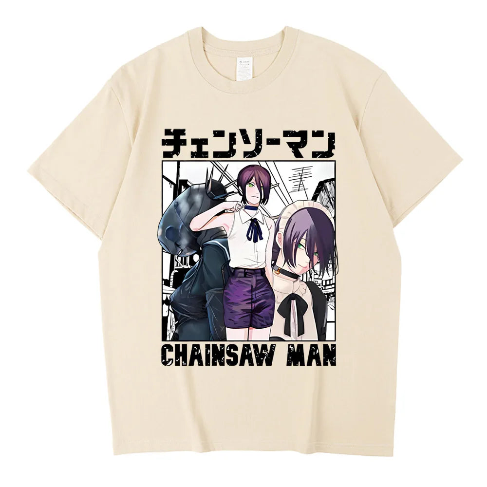 Men's Chainsaw Man Anime Cotton Graphic T-Shirt