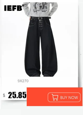 IEFB Men's Straight Denim Pants New Cleanfit Solid Color Korean Version Wide Leg Versatile Casual Jeans Trend New Autumn  9C1519
