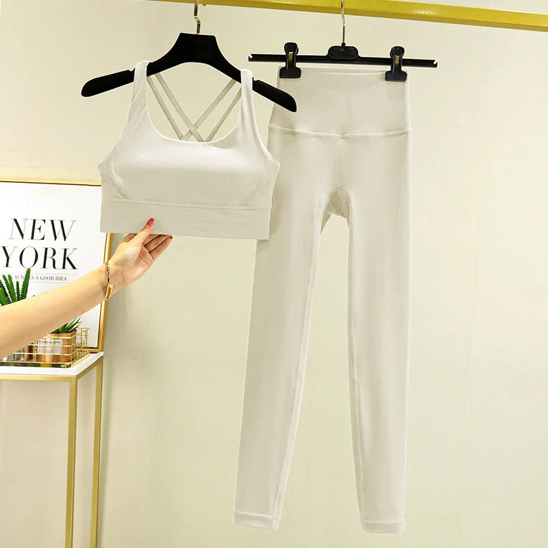TRY TO BN 2 Piece Yoga Set Women's Tracksuit Sports Bra High Waist Leggings Tummy Control Squat Proof Workout Outfit Gym Clothes
