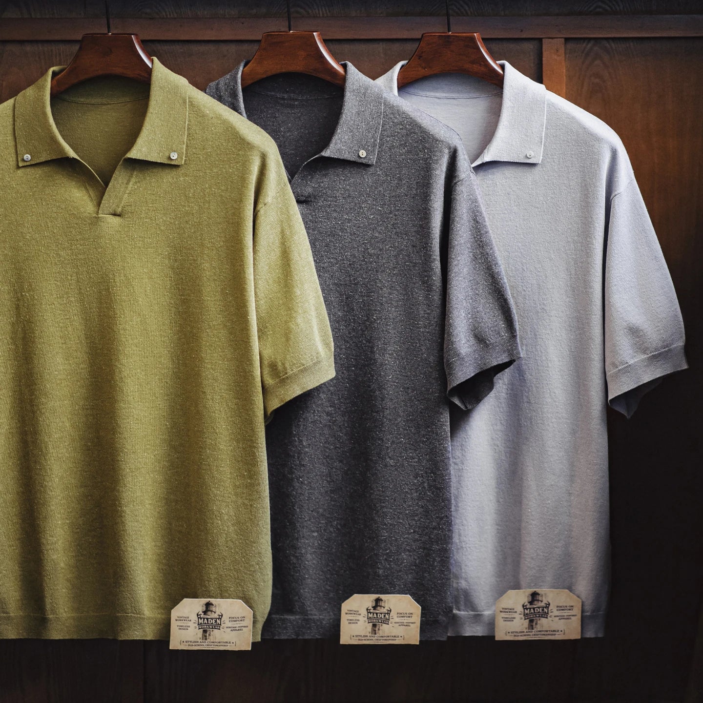 Maden Vintage Seagull Collar Polo Shirt for Men