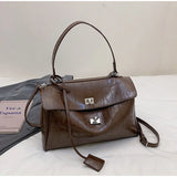 Minimalist Luxury Korean Soft Leather Flap Bag Women Detachable Crossbody Strap Large Capacity Office Daily Commuter Hand Purse
