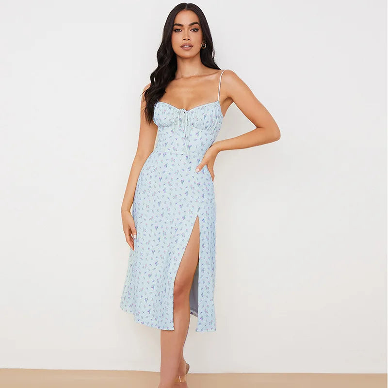 Women's Floral V-Neck Bodycon Maxi Dress