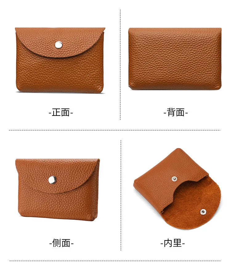 Custom Letters Fashion Women Short Wallet Genuine Leather Double Wallet Small Coin Purse Mini Credit Card Holder Key Storage Bag