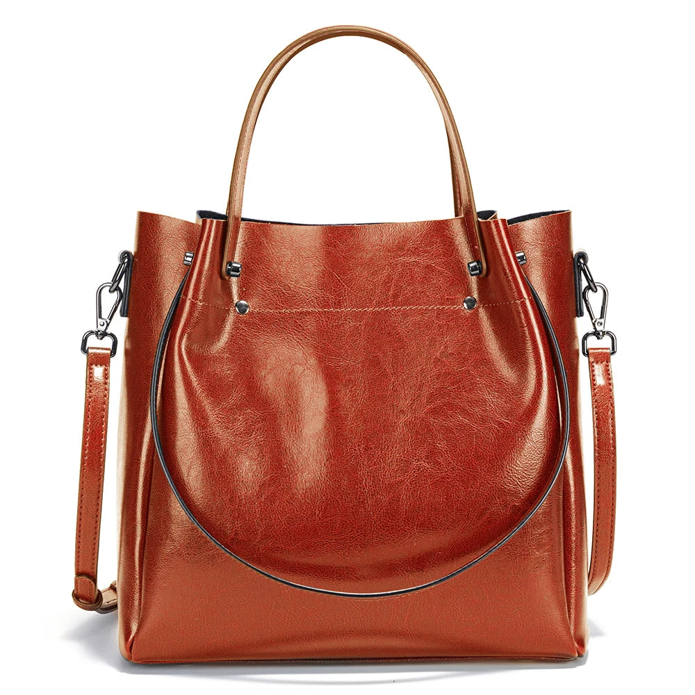 Zency Fashion Multifunctional Tote Handbag For Women 100% Genuine Leather Shoulder Crossbody Large Shopper Bag Underarm Red bag