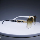 Rimless Rectangle Sunglasses – UV400 Unisex Shades
