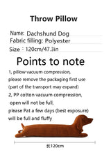 Dachshund Dog Plush Hug Pillow Soft Durable Stuffed Throw Cushion Animals Pillow for Sofa Home Decoration Gifts for Kids(47in)