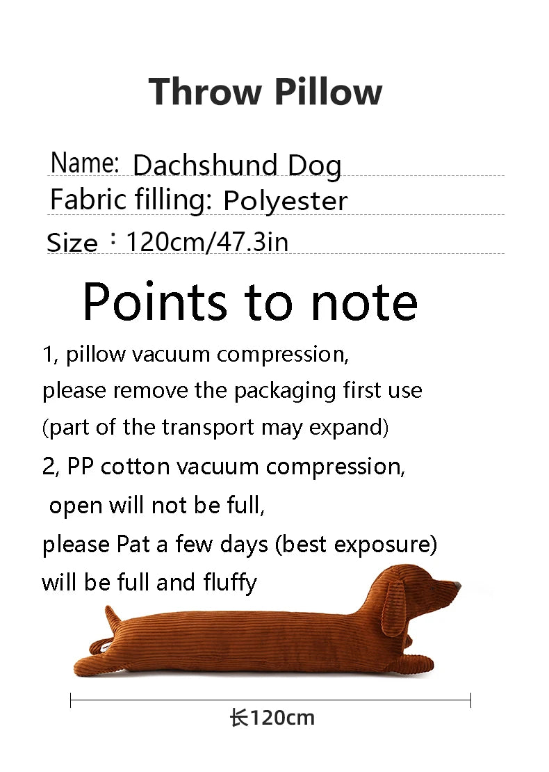 Dachshund Dog Plush Hug Pillow Soft Durable Stuffed Throw Cushion Animals Pillow for Sofa Home Decoration Gifts for Kids(47in)