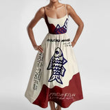 Women's Print Camisole A-Line Midi Dress