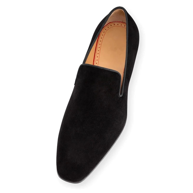 New In Red Bottom Shoes for Men Loafers Flock Solid Slip-On Party Men Dress Shoes Size 38-48 Free Shipping Men Shoes
