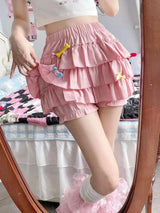 High-Waist Ruffle Mini Skirt with Bow Detail