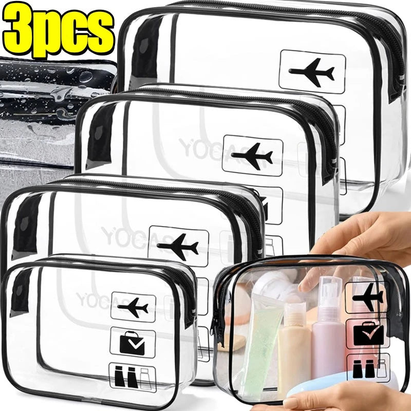 1/3pcs Transparent Zipper Makeup Bag Organizer Box Men Women Travel Clear Cosmetic Bag Waterproof Toiletry Wash Make Up Bags
