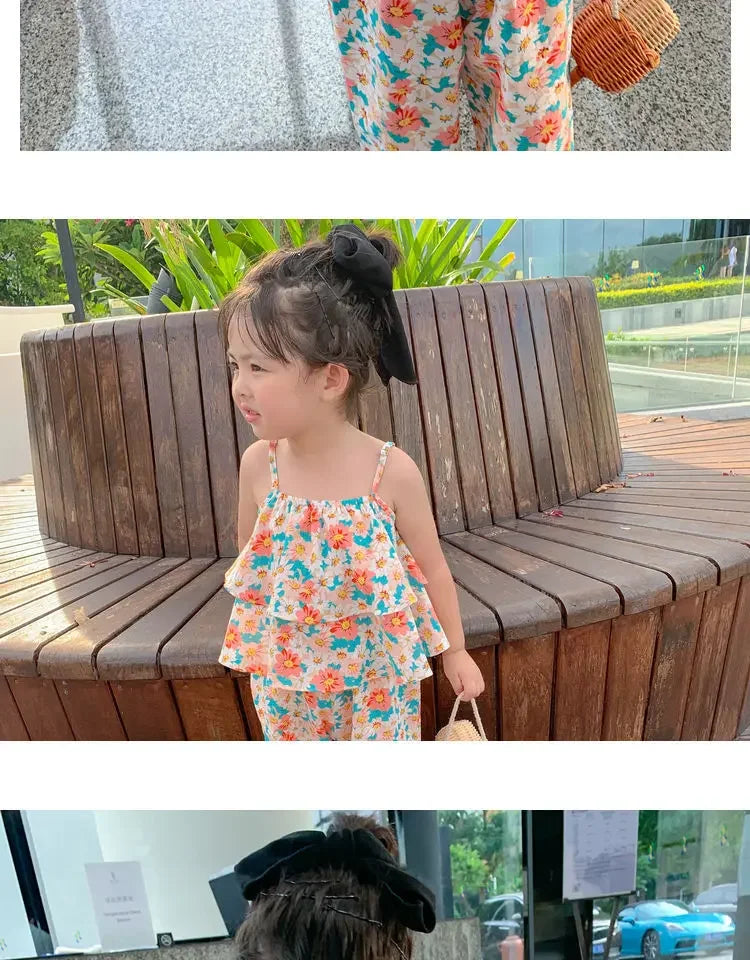Girls' Floral Vest & Anti-Mosquito Suit