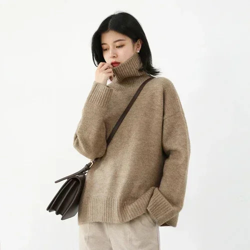 Women's Relaxed Mock Neck Knit Sweater