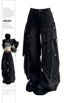 Women's Black Gothic Cargo Jeans – Baggy Harajuku Denim