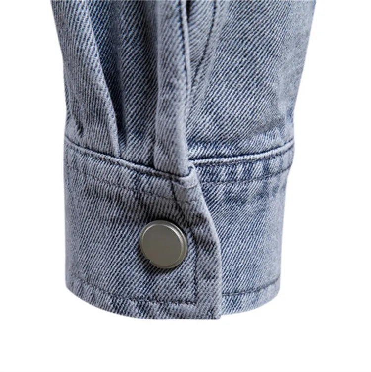 Washed Denim Jacket Casual Trendy Men's Spring Autumn Top Street Style Cotton Long Sleeve Jacket Outerwear for Youth