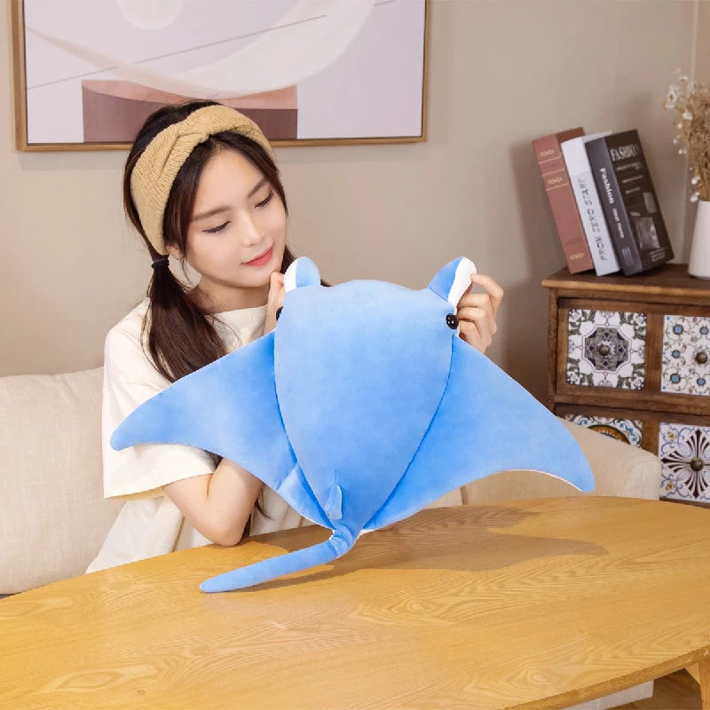 Kawaii Manta Ray Plush Pillow — Soft Marine Life Toy