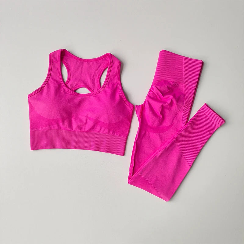 2PCS Women's Seamless Yoga Set - Shockproof Sports Bra & Leggings