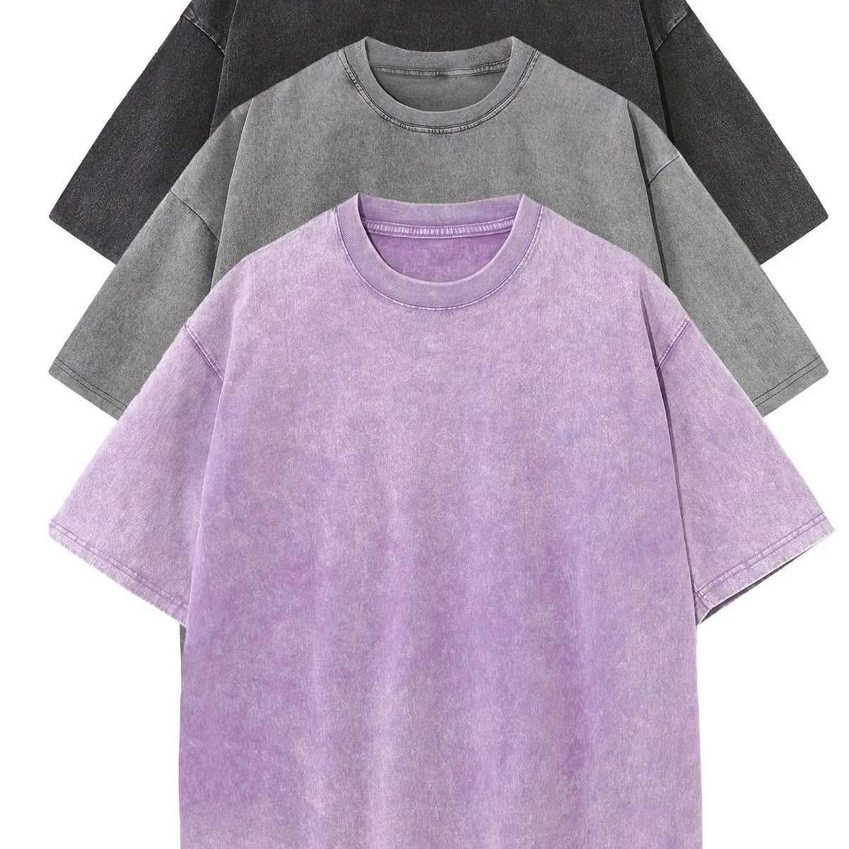 3pcs Men's 100% Cotton Loose-Fit T-Shirts in Solid Colors Casual Short Sleeve Crew Neck Ideal for Summer Outdoor