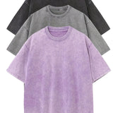3pcs Men's 100% Cotton Loose-Fit T-Shirts in Solid Colors Casual Short Sleeve Crew Neck Ideal for Summer Outdoor