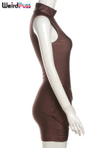 Nibber Cross Ruffles Mini Bodycon Dress