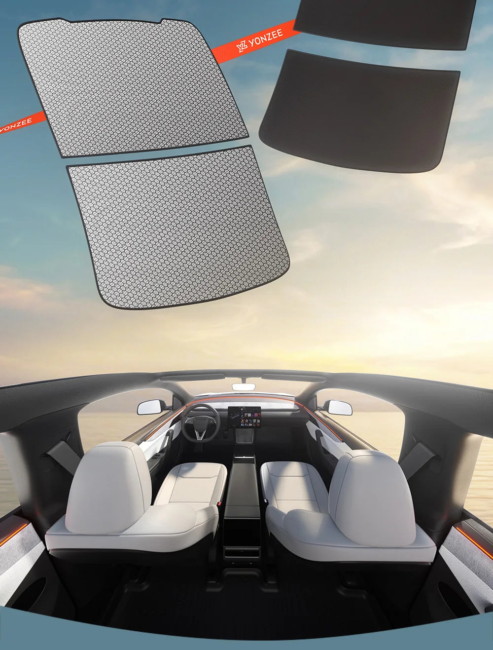 Tesla Model 3/Y Graphene Honeycomb Roof Sunshade Set
