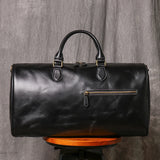Leathfocus Men's Cowhide Travel Bag Women's Weekend Handbag Large Capacity Vintage Duffle Bag Crazy Horse Leather Laptop Bag
