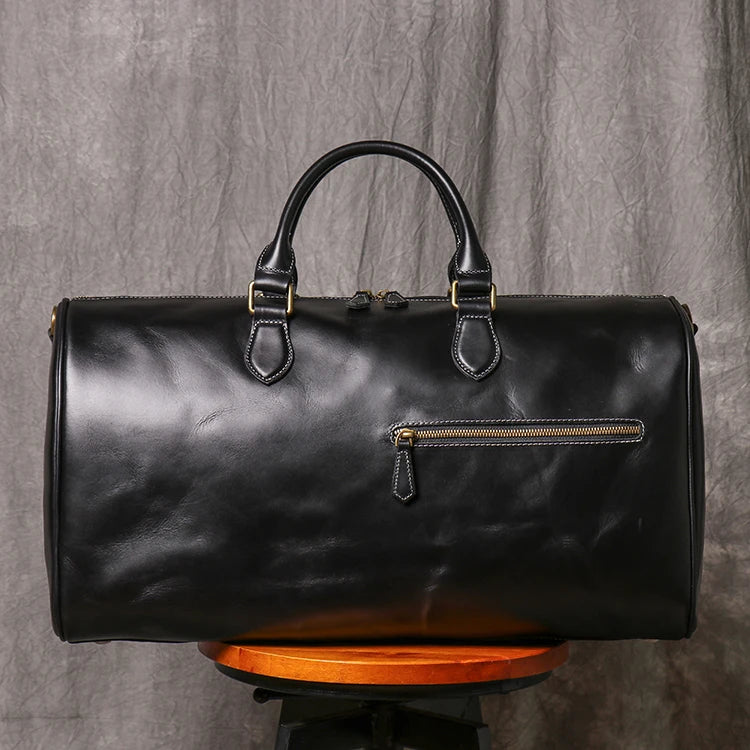 Leathfocus Men's Cowhide Travel Bag Women's Weekend Handbag Large Capacity Vintage Duffle Bag Crazy Horse Leather Laptop Bag